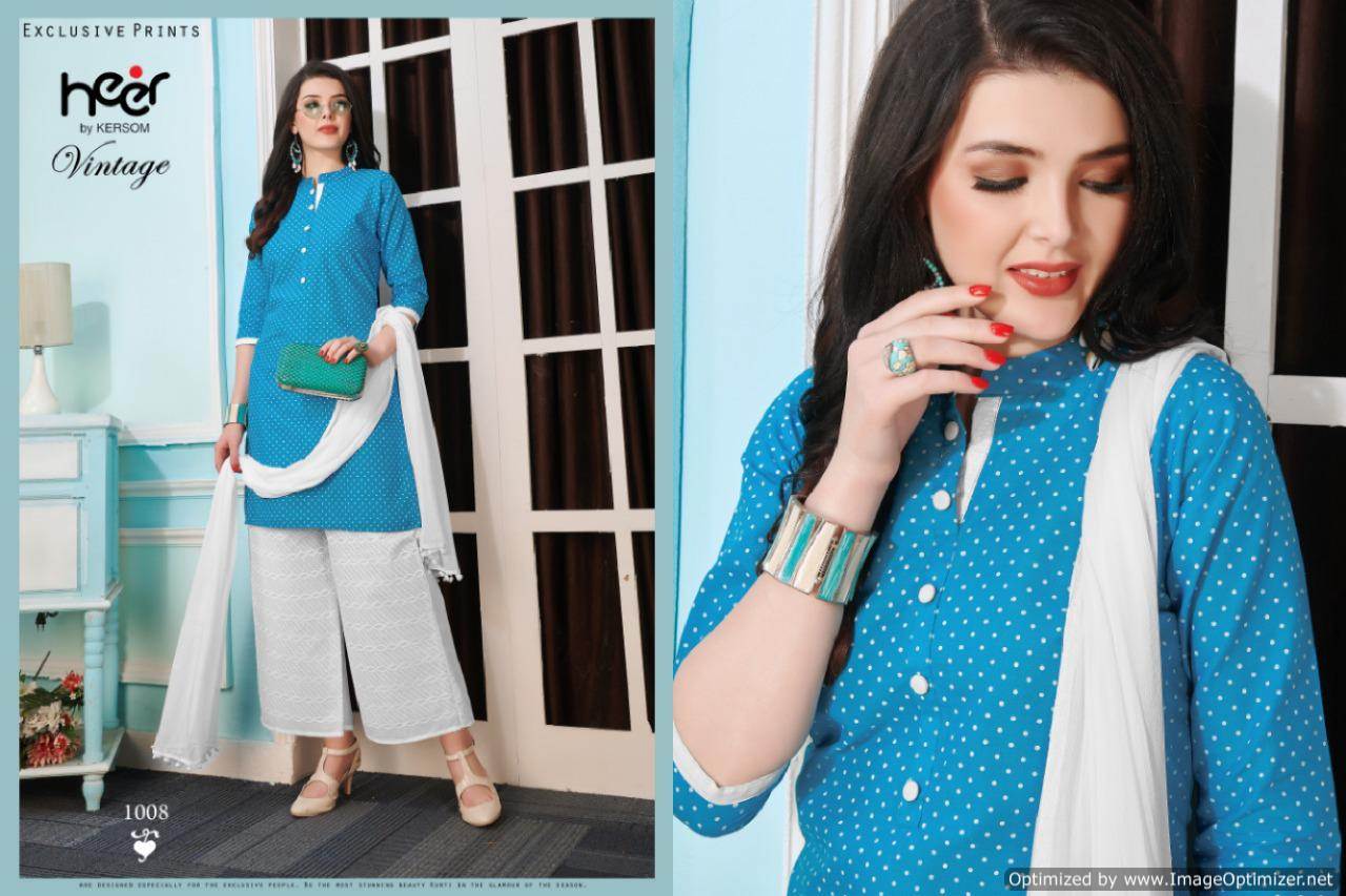 Heer Vintage New Designer Ready Made Plazzo Suit Collection With Chiffon Dupatta 